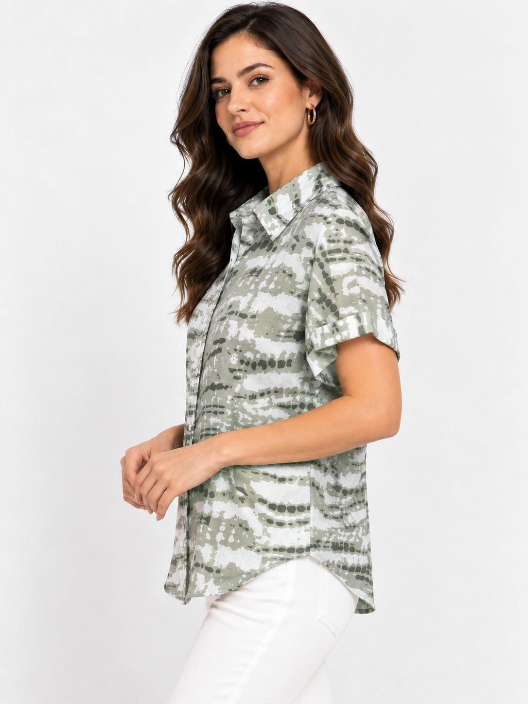 Green Meadow Printed Georgette Shirt