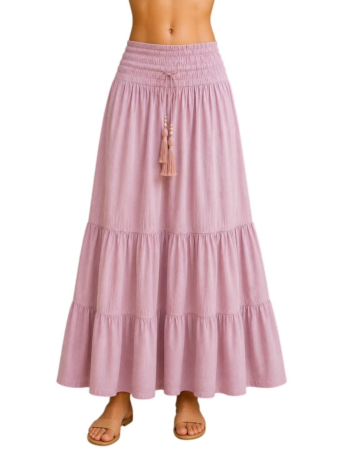 Pink Tiers Long Skirt