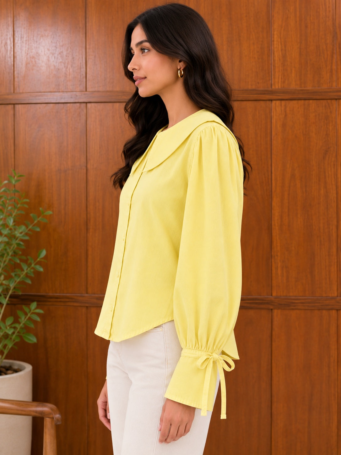 Yellow Peter Pan Collar Cotton Top
