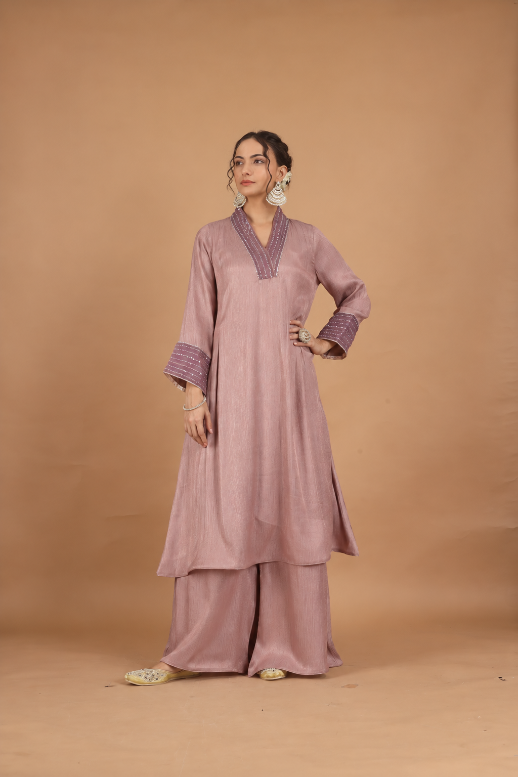 Purple Lotus Charm Kurta Set - Set of 2