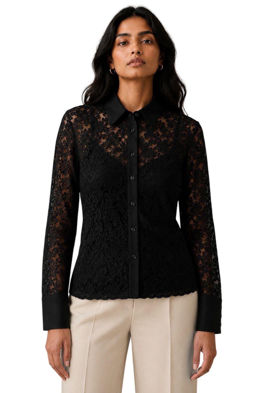 Black Floral Mesh Top