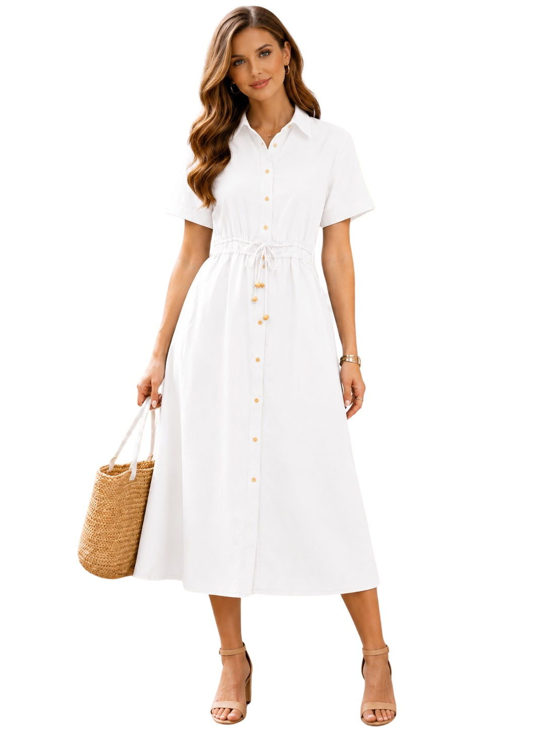 White Haze  Cotton Shirt Dress
