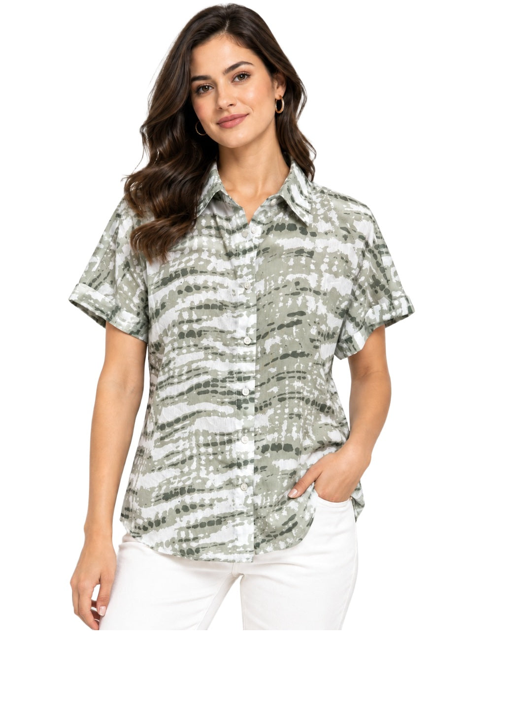 Green Meadow Printed Georgette Shirt