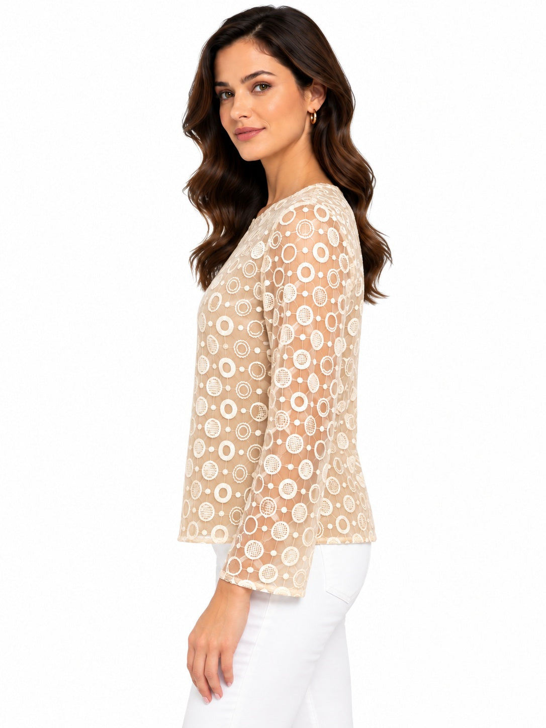Ivory Embroidered Organza Top