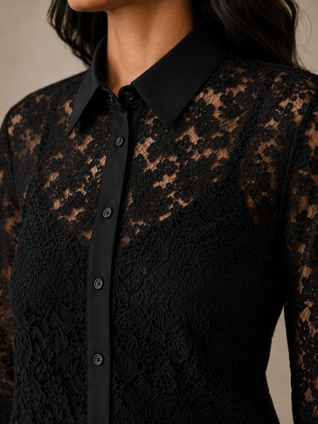 Black Floral Mesh Top