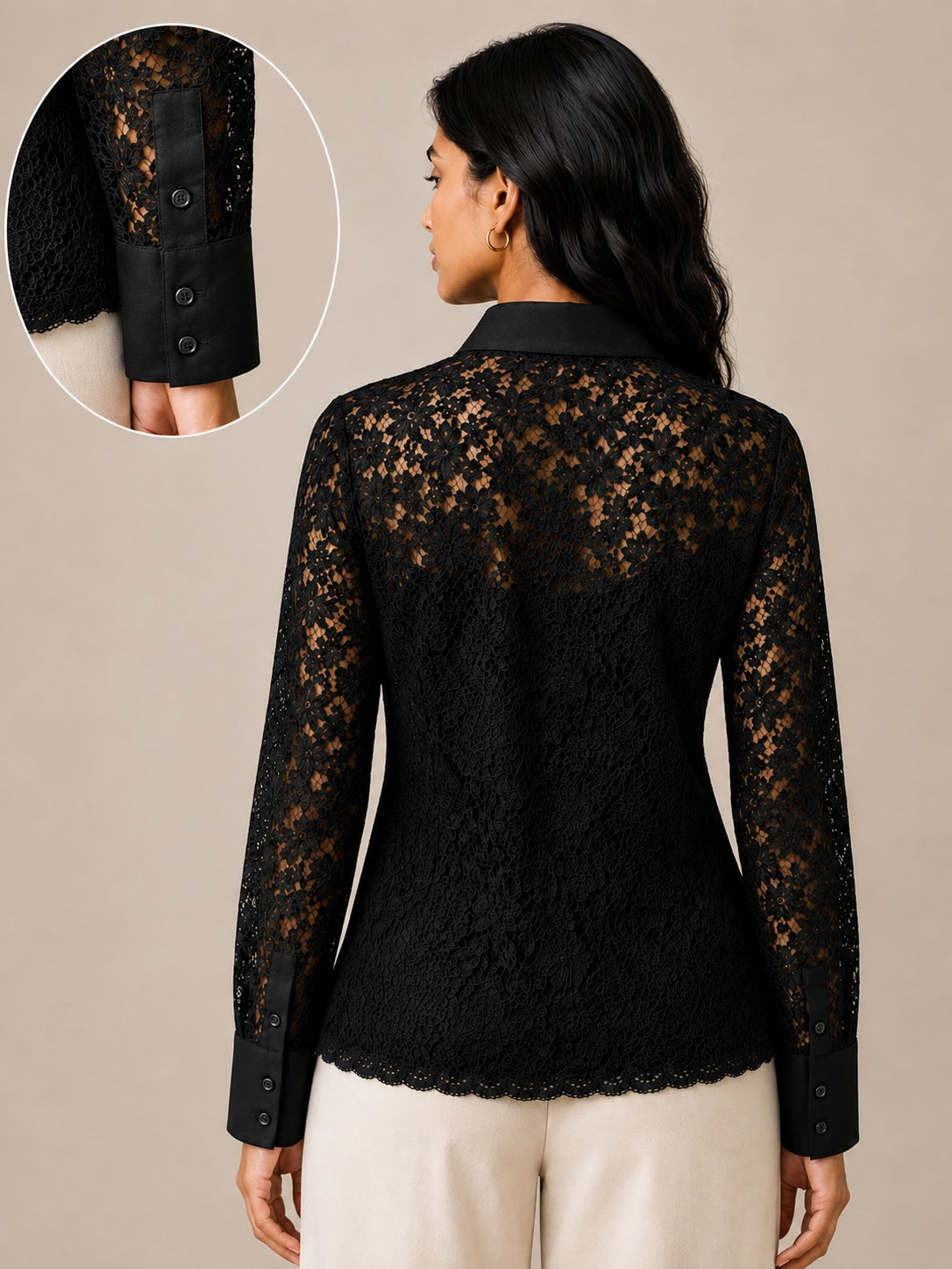 Black Floral Mesh Top