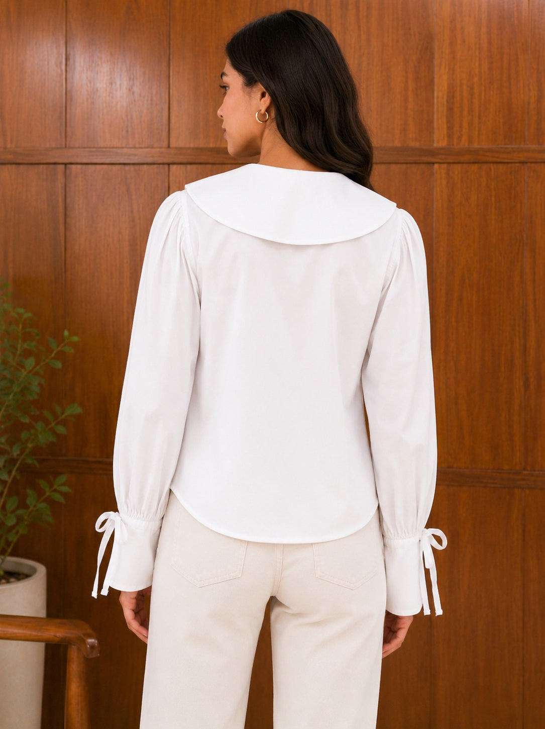White Peter Pan Collar Cotton Top