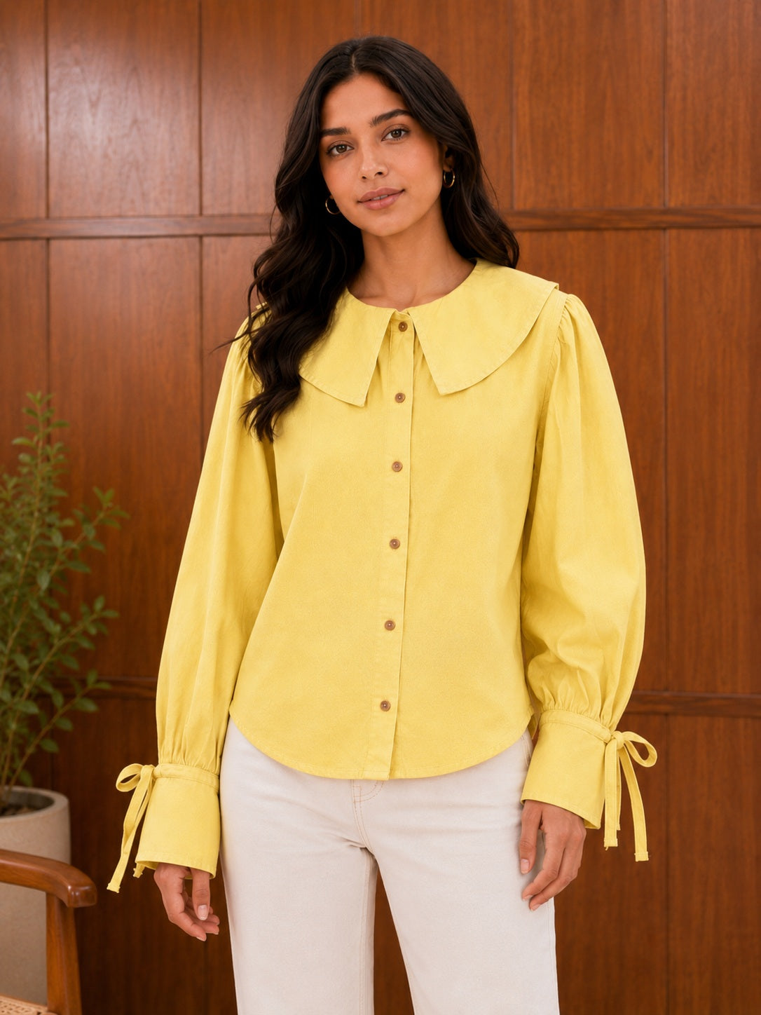 Yellow Peter Pan Collar Cotton Top