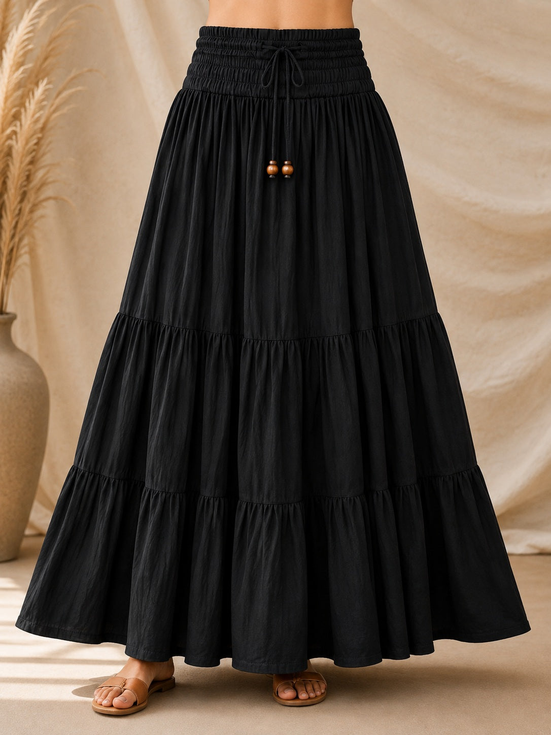 Black Tiers Long Skirt