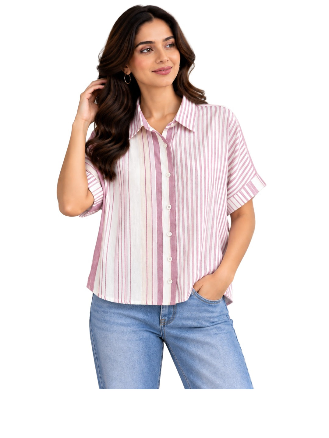 Pink Striped Full Sleeve Shirt