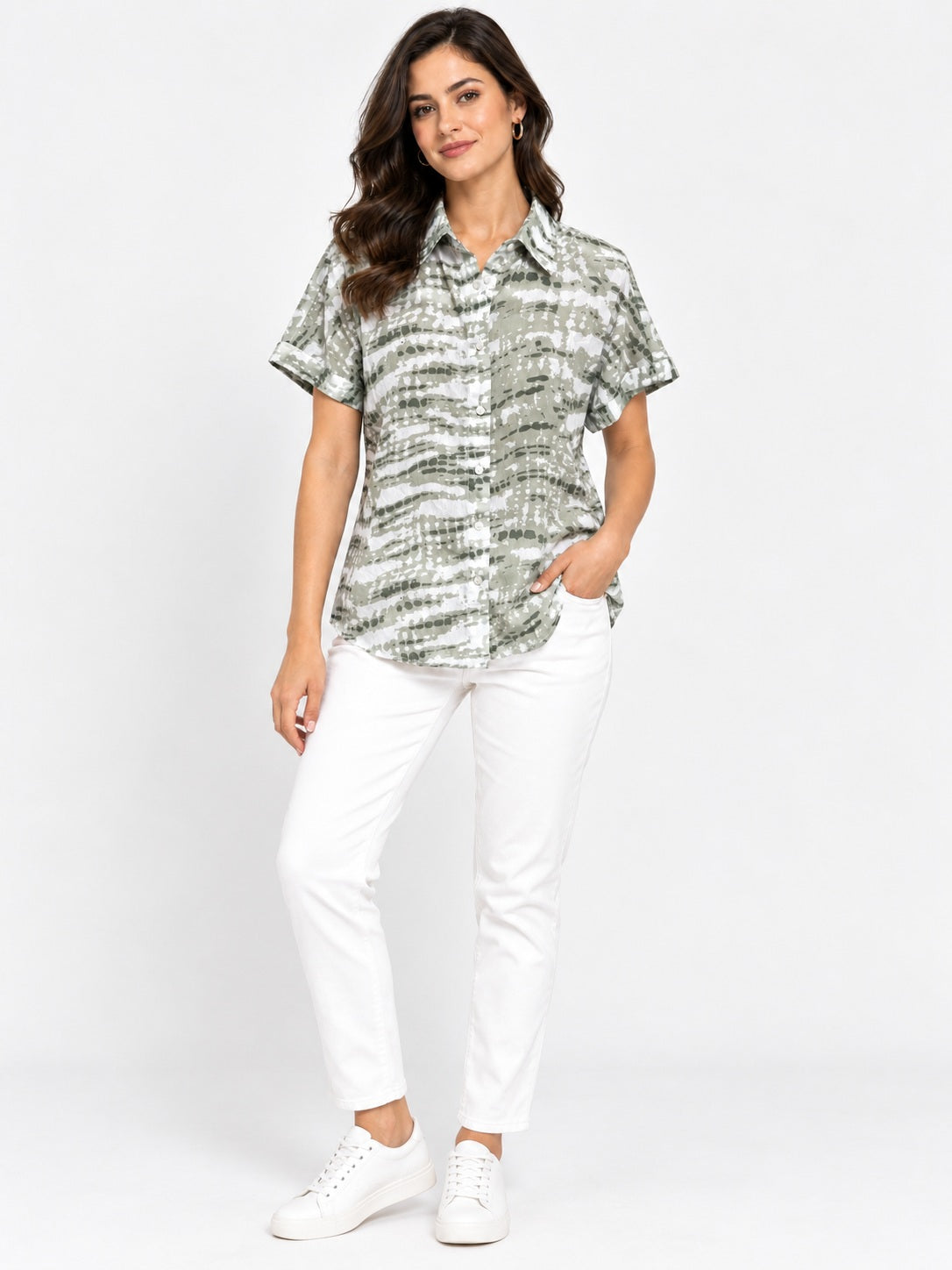 Green Meadow Printed Georgette Shirt