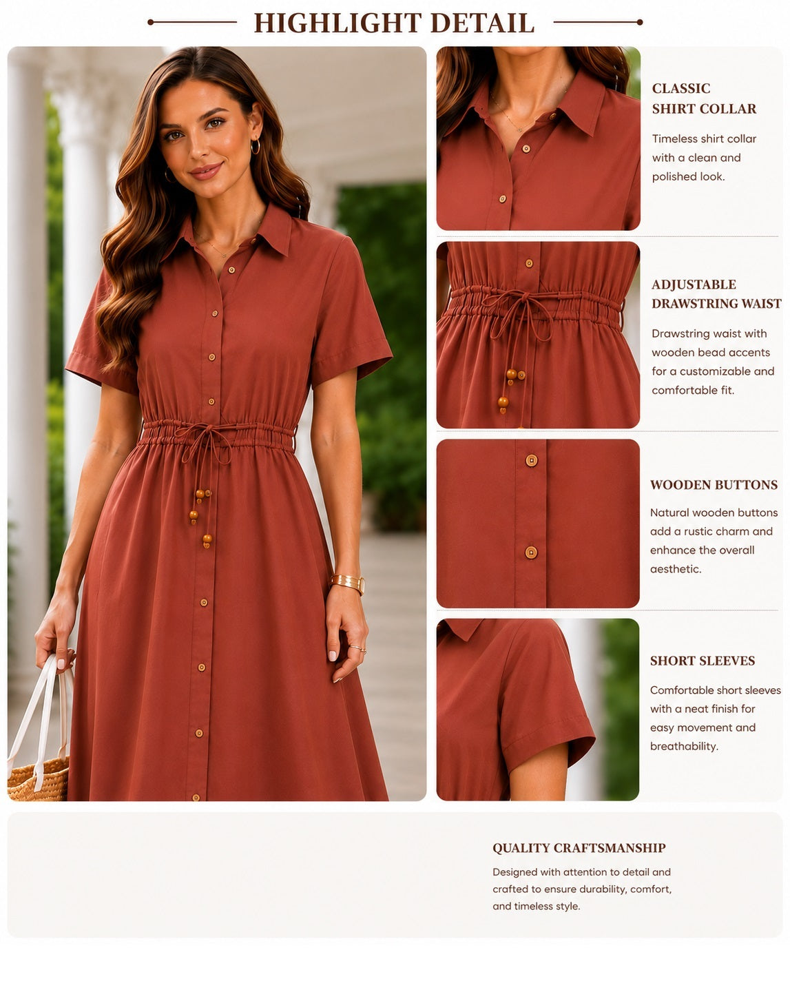 Rust Muse Shirt Dress