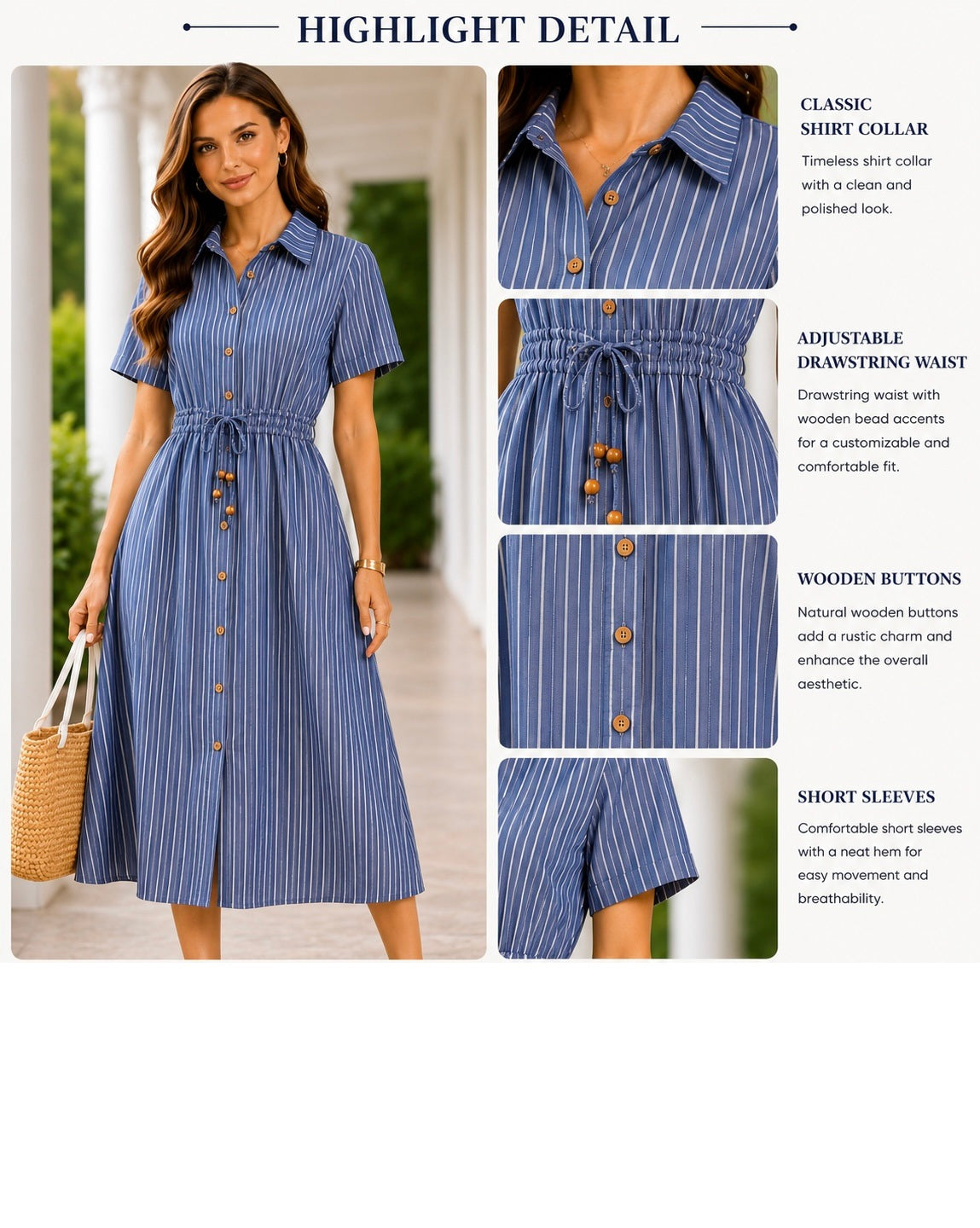 Blue Striped Shirt Dress