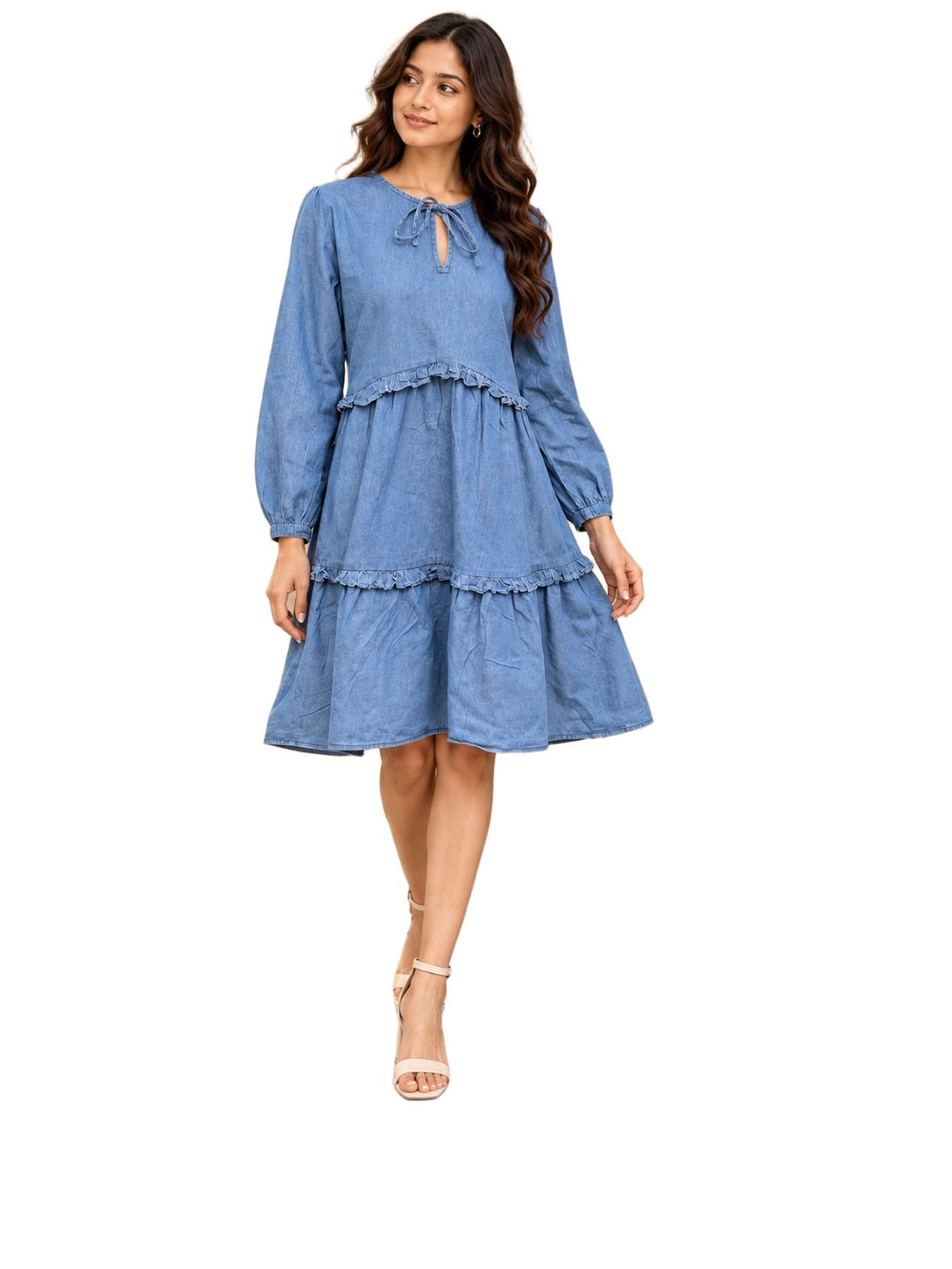 Blue Denim Tie-up Dress