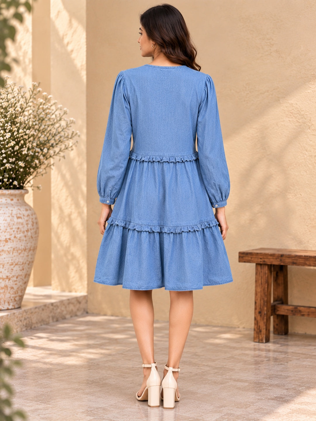 Blue Denim Tie-up Dress
