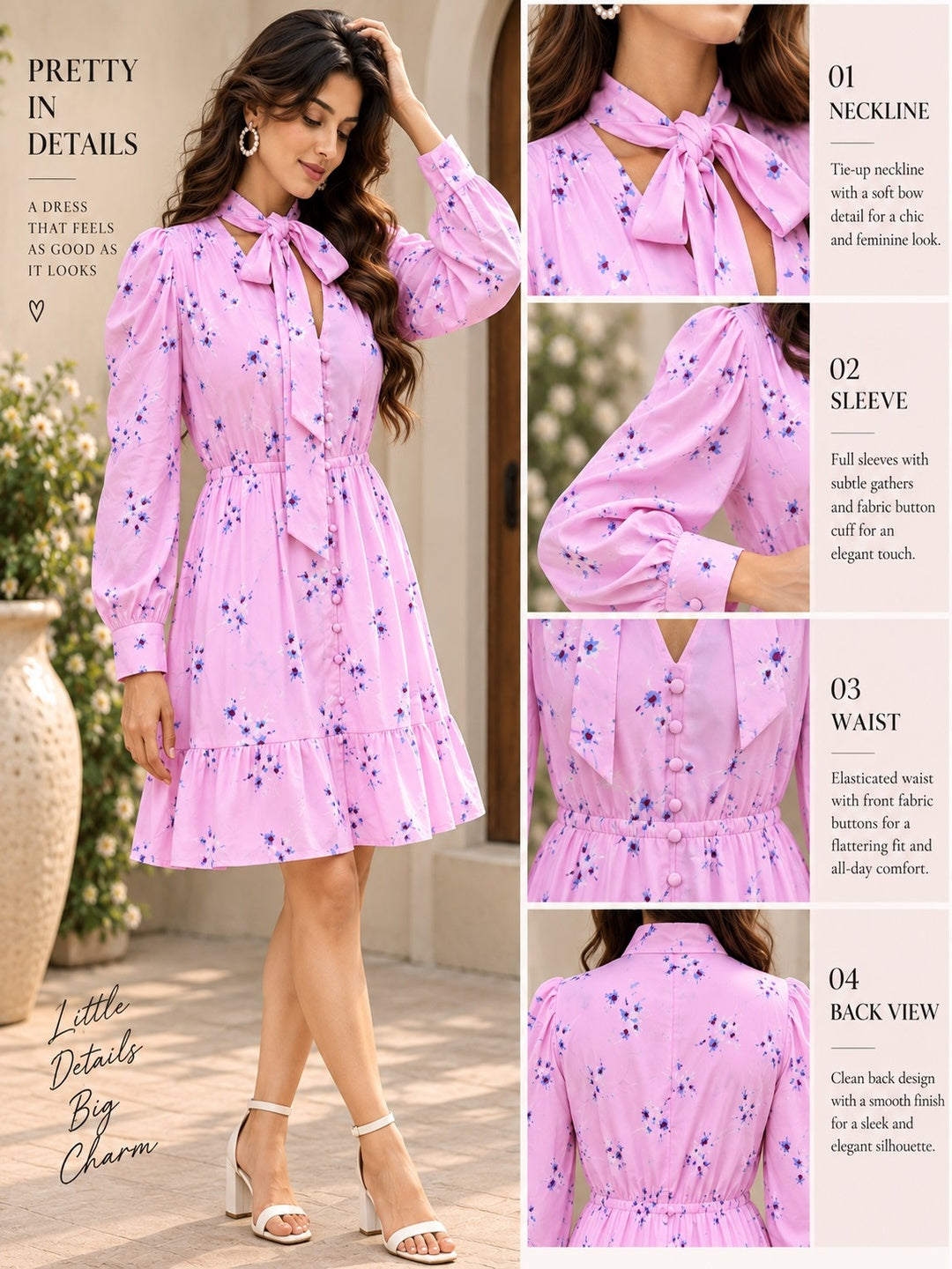 Pink Bloom Printed Dress