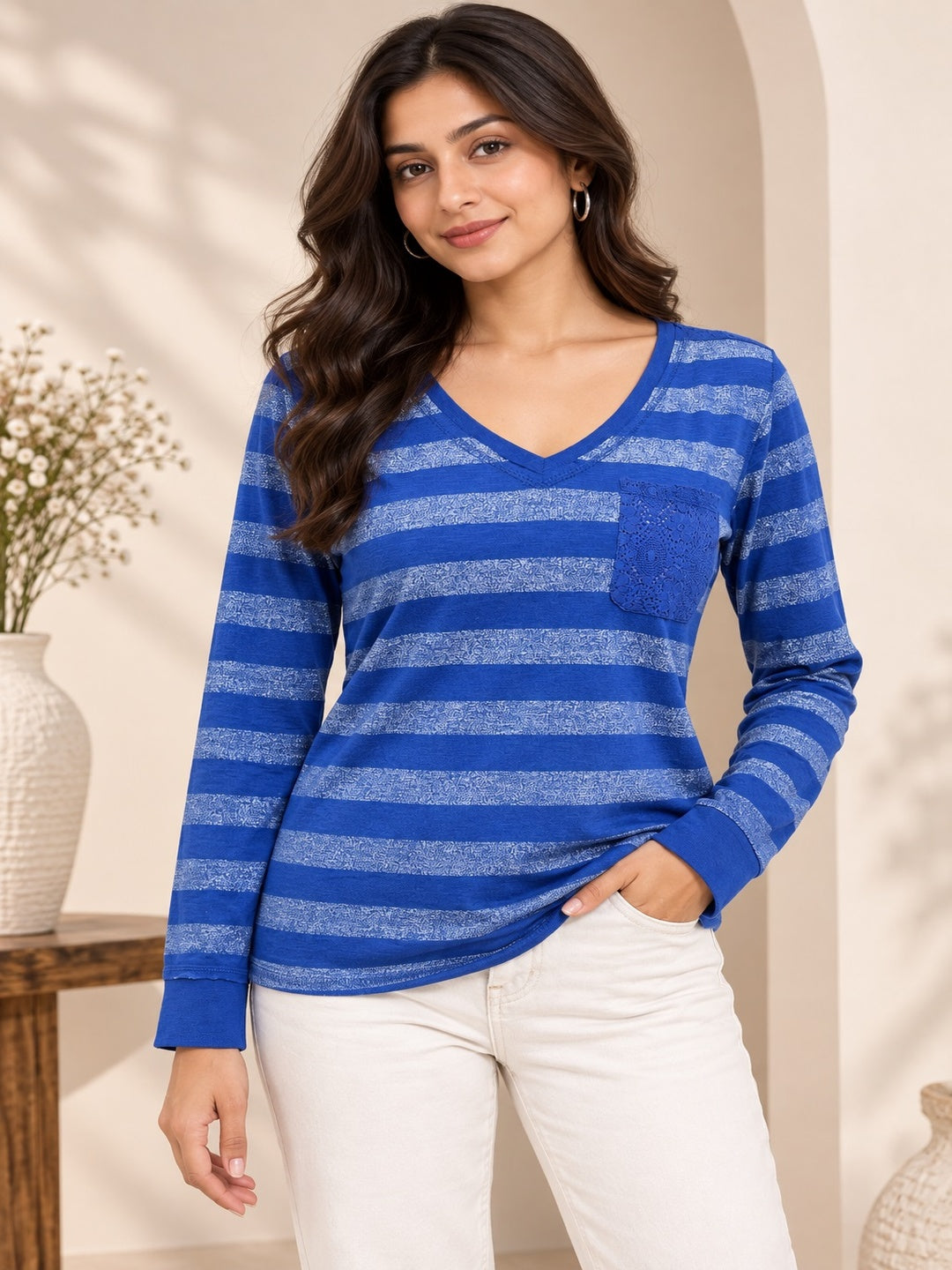 Blue Stripes Printed Top