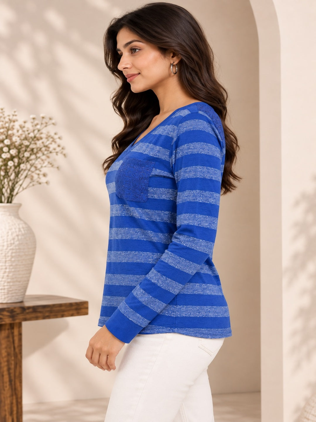 Blue Stripes Printed Top