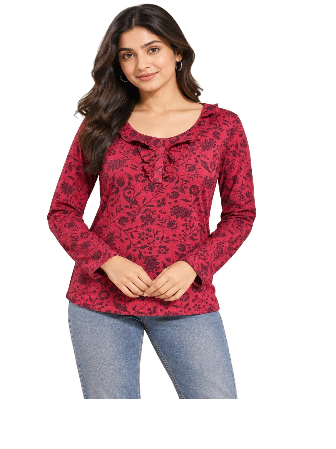 Red Petal Printed Top