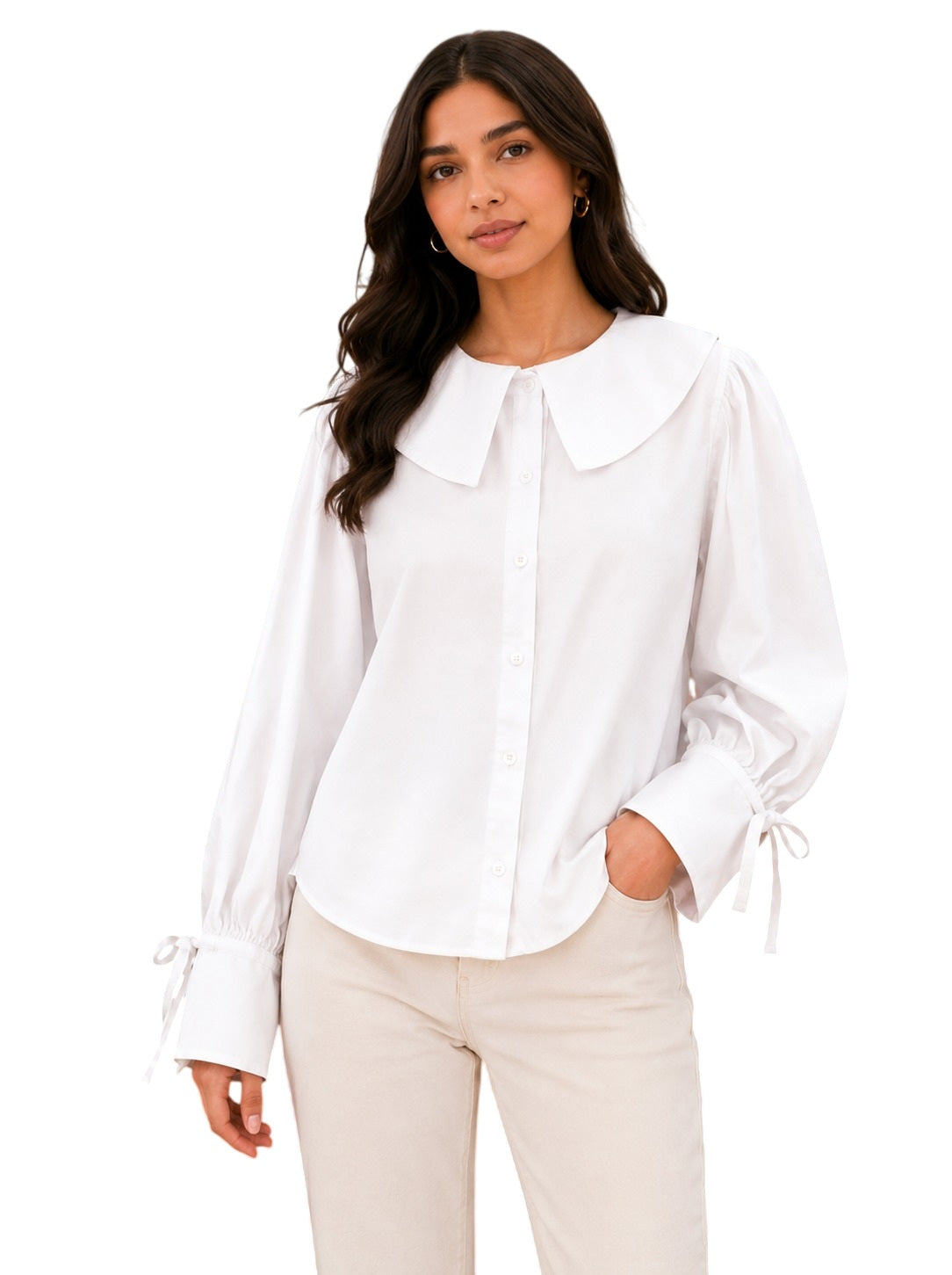 White Peter Pan Collar Cotton Top