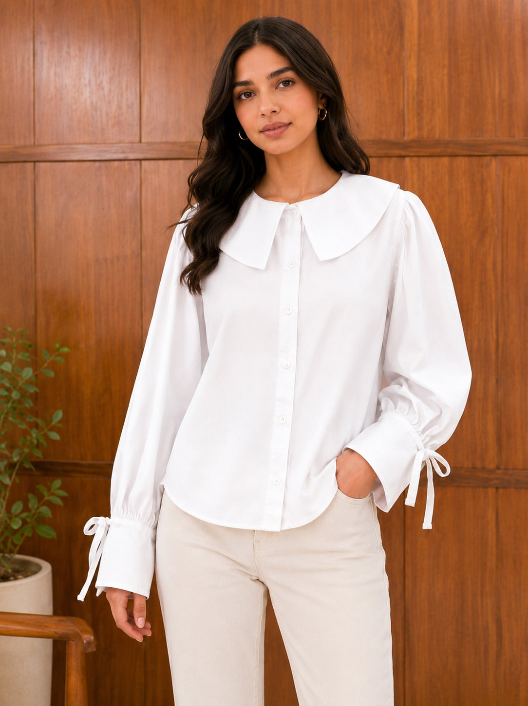 White Peter Pan Collar Cotton Top