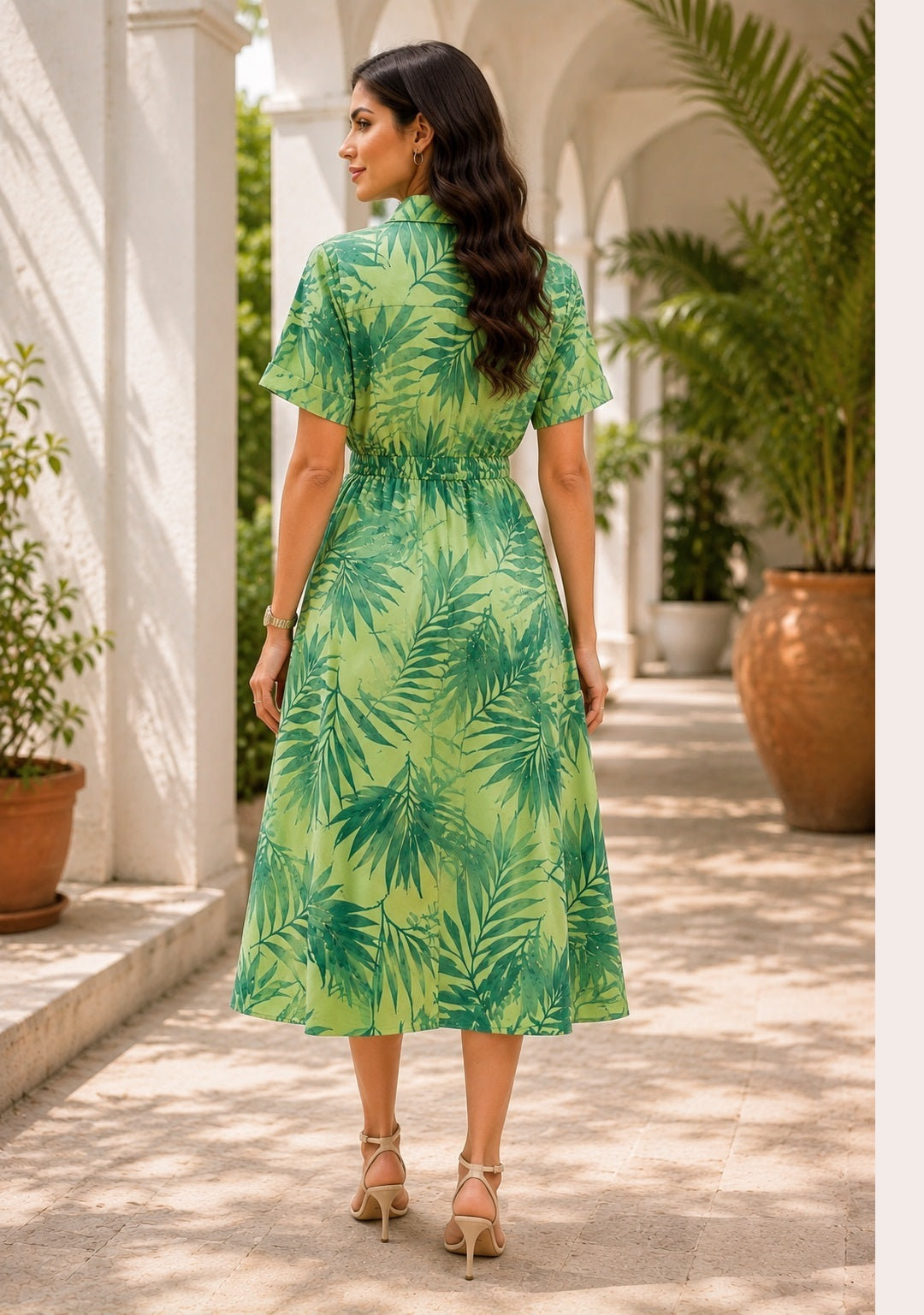 Green Botancial Shirt Dress