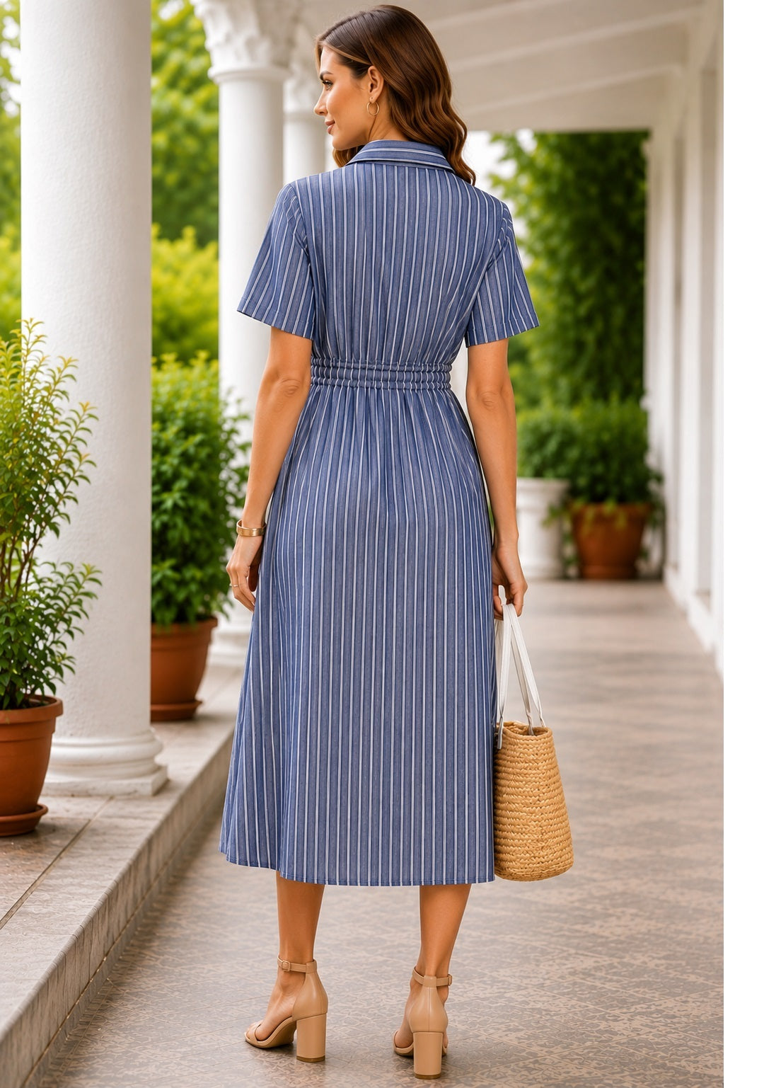 Blue Striped Shirt Dress