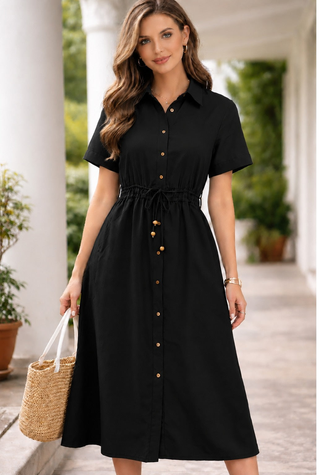 Black Charm Shirt Dress
