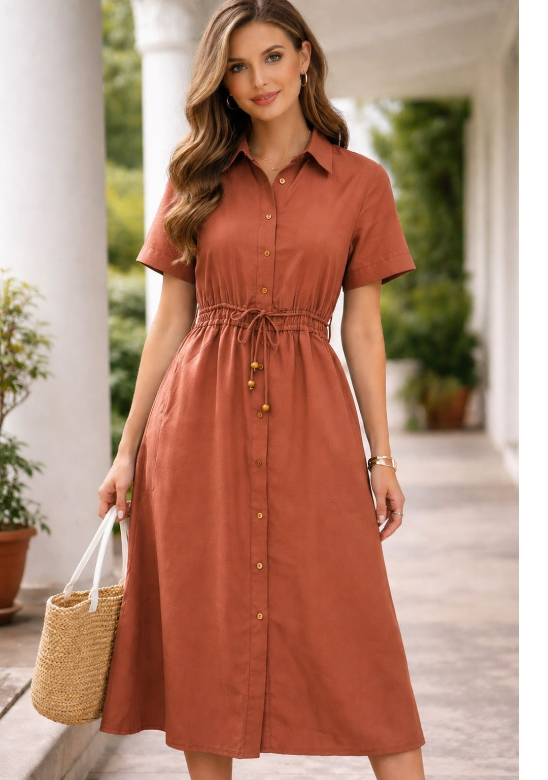 Rust Muse Shirt Dress