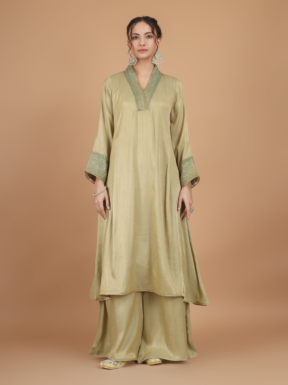 Green Lotus Charm Kurta Set - Set of 2