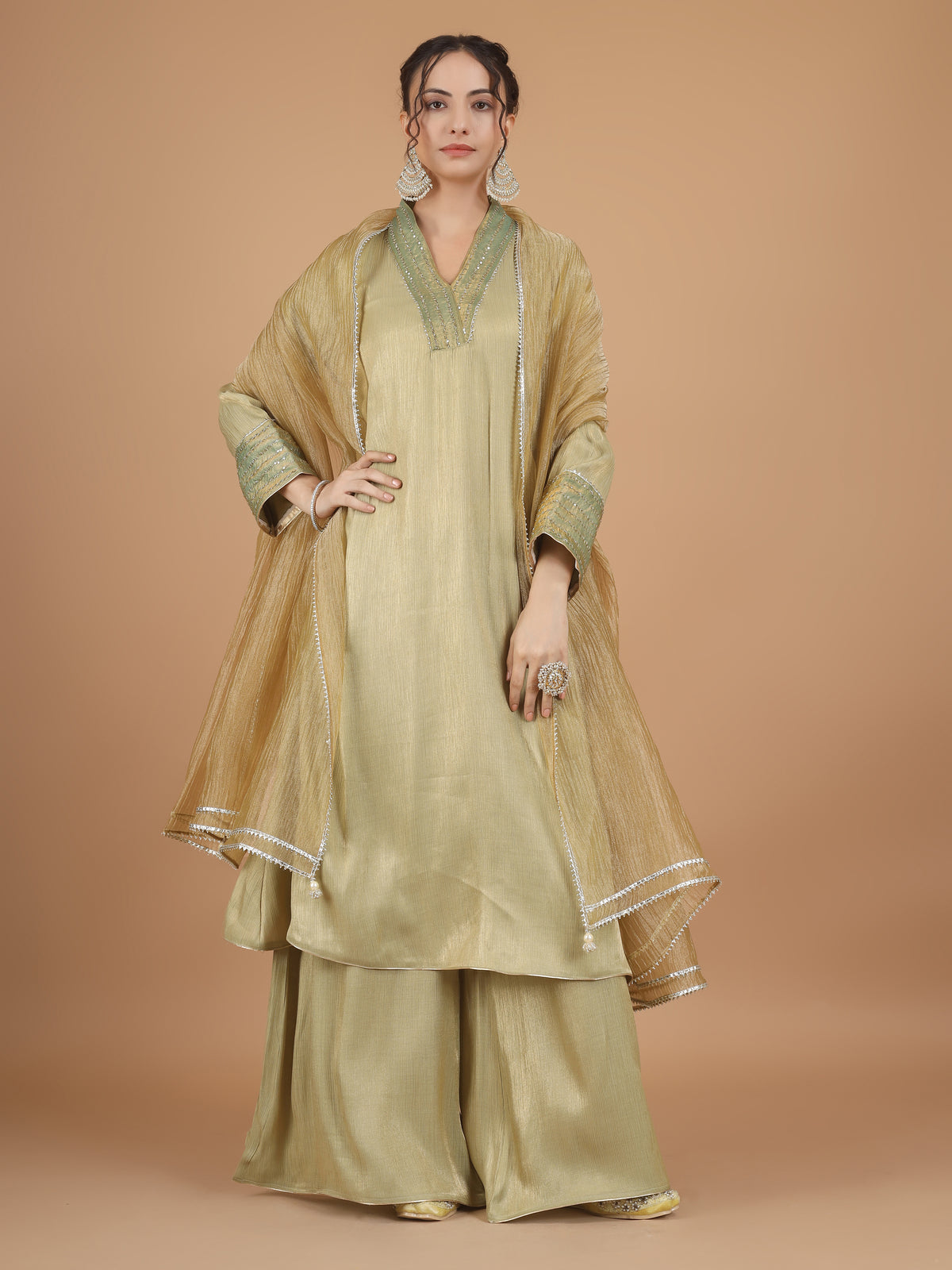 Green Lotus Charm Kurta Set - Set of 2