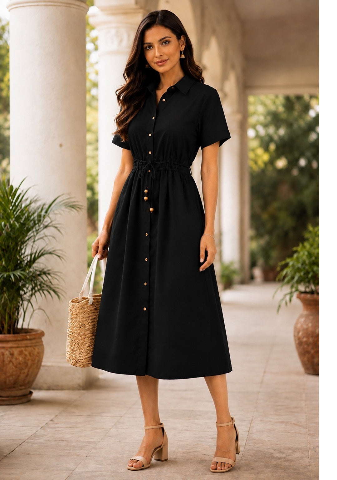Black Charm Shirt Dress
