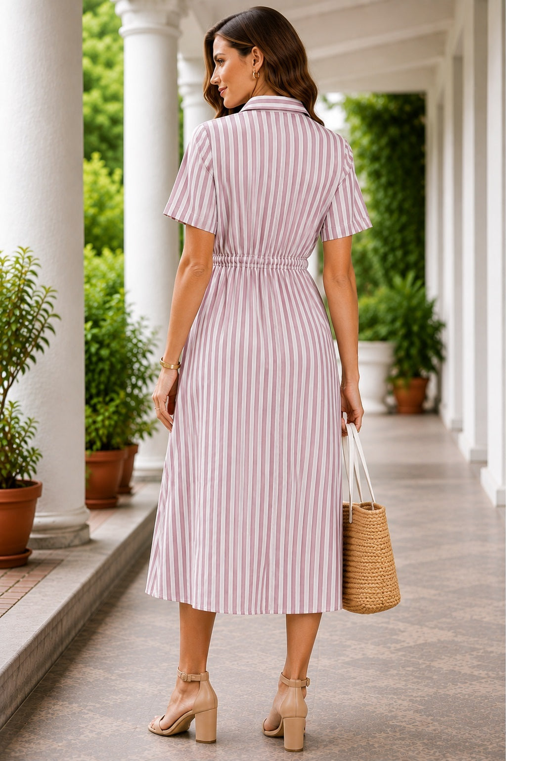 Pink Striped Shirt Dress