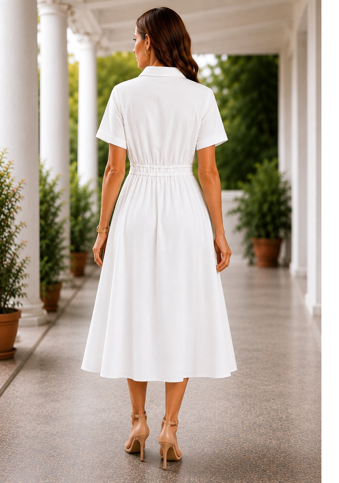 White Haze  Cotton Shirt Dress