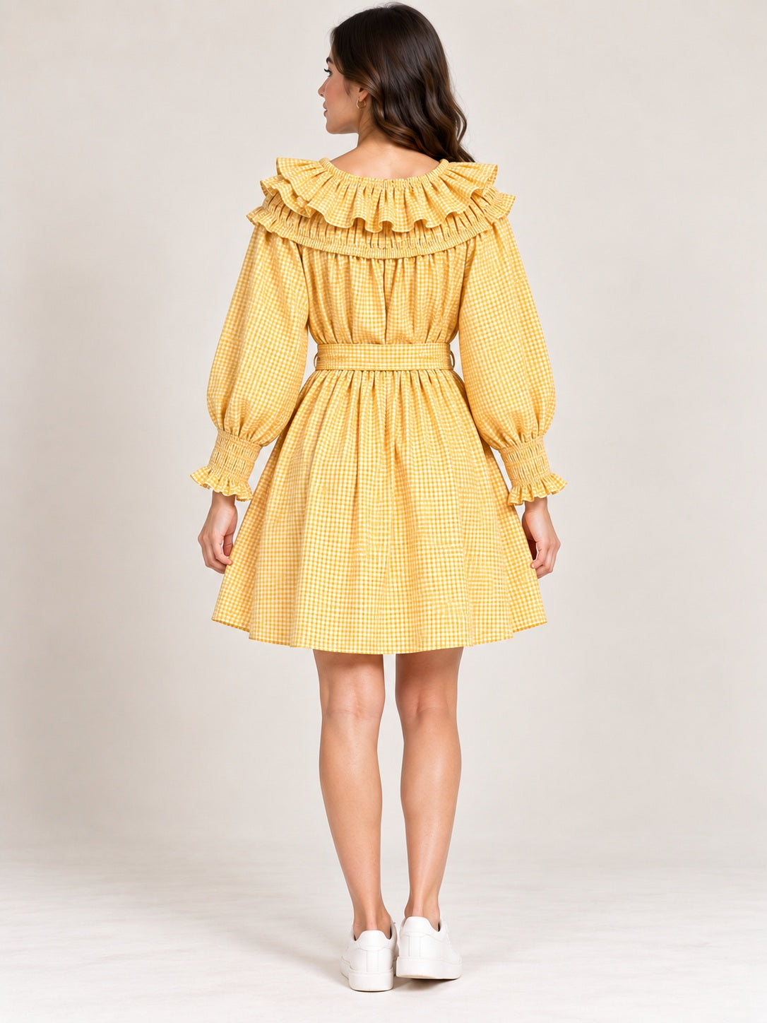 Yellow Checked Cotton Dress