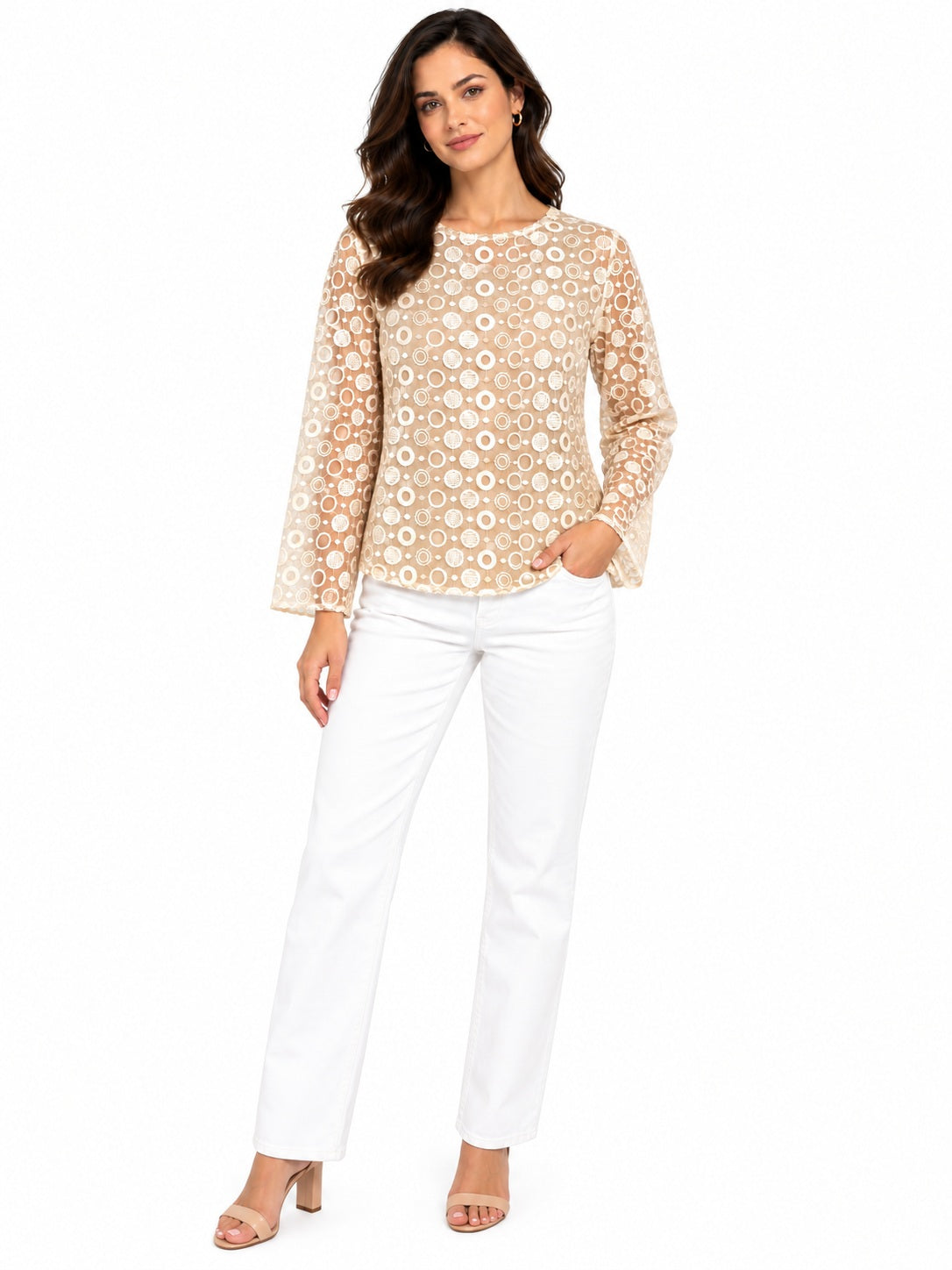 Ivory Embroidered Organza Top