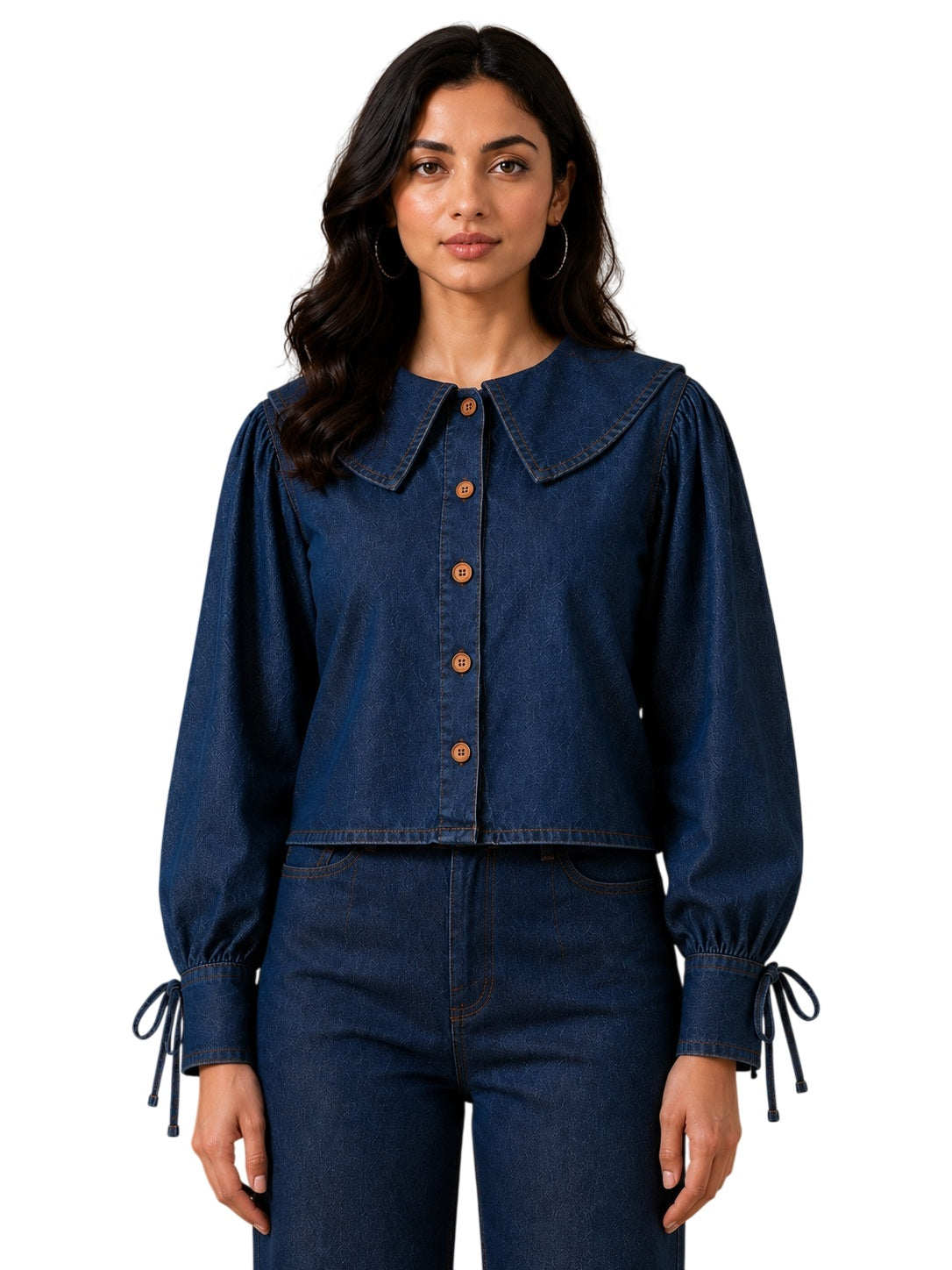 Blue Denim Peter Pan Collar Top