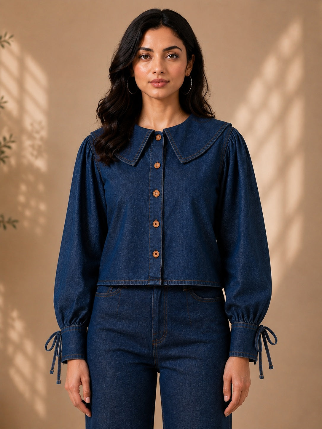 Blue Denim Peter Pan Collar Top