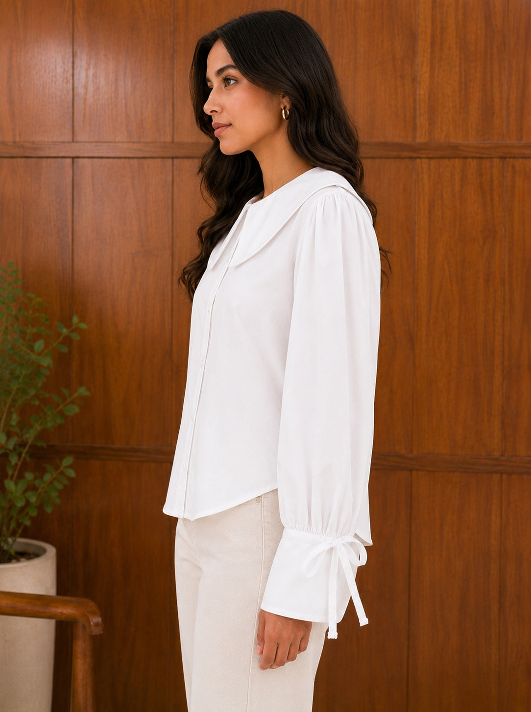 White Peter Pan Collar Cotton Top
