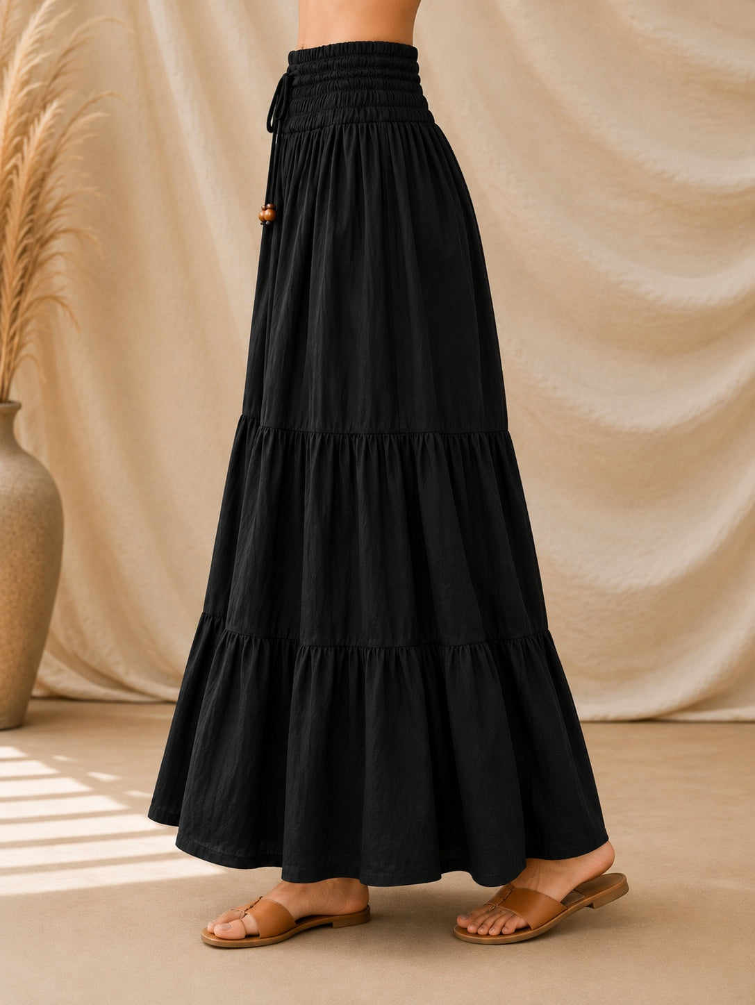 Black Tiers Long Skirt