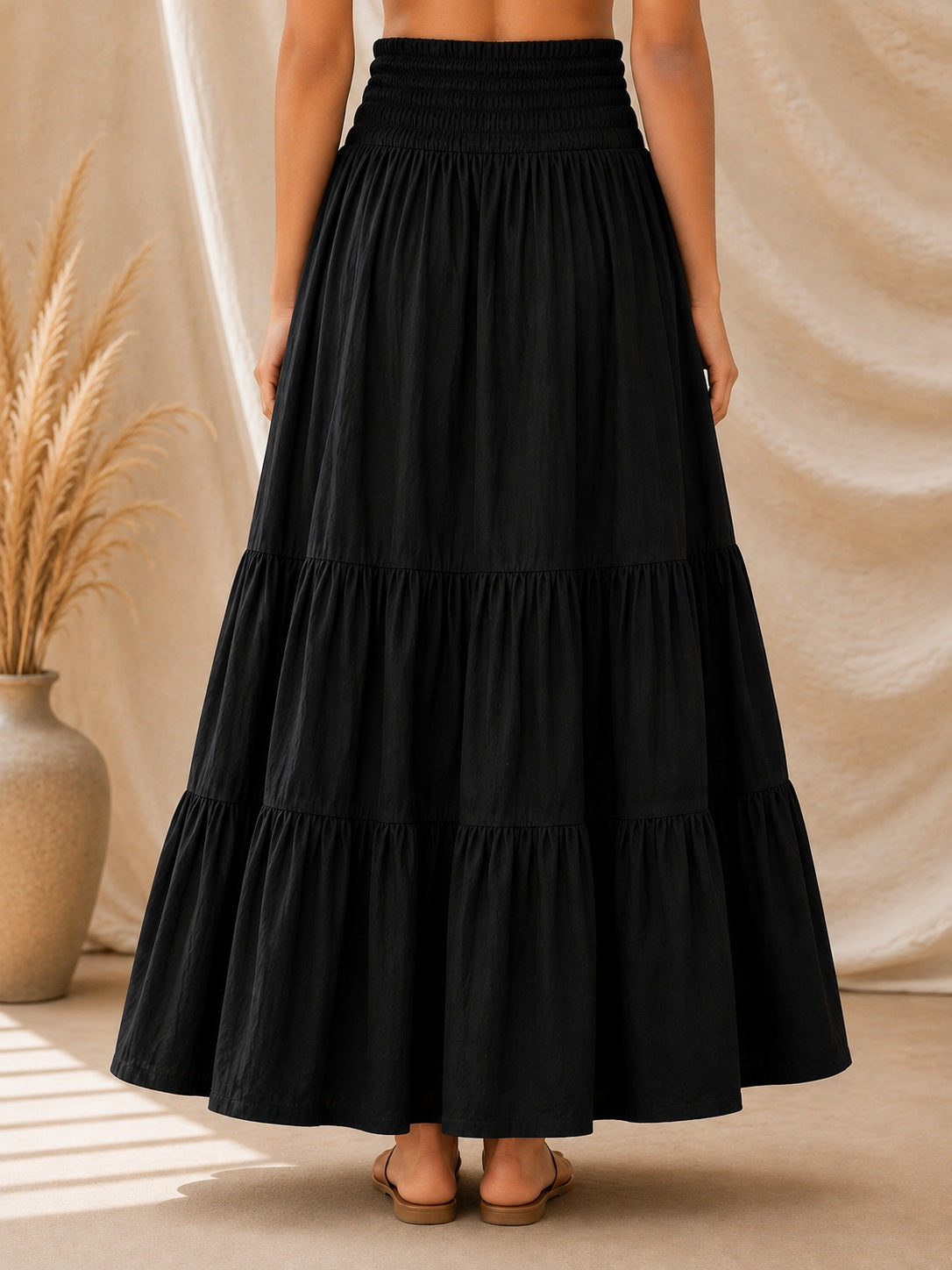 Black Tiers Long Skirt