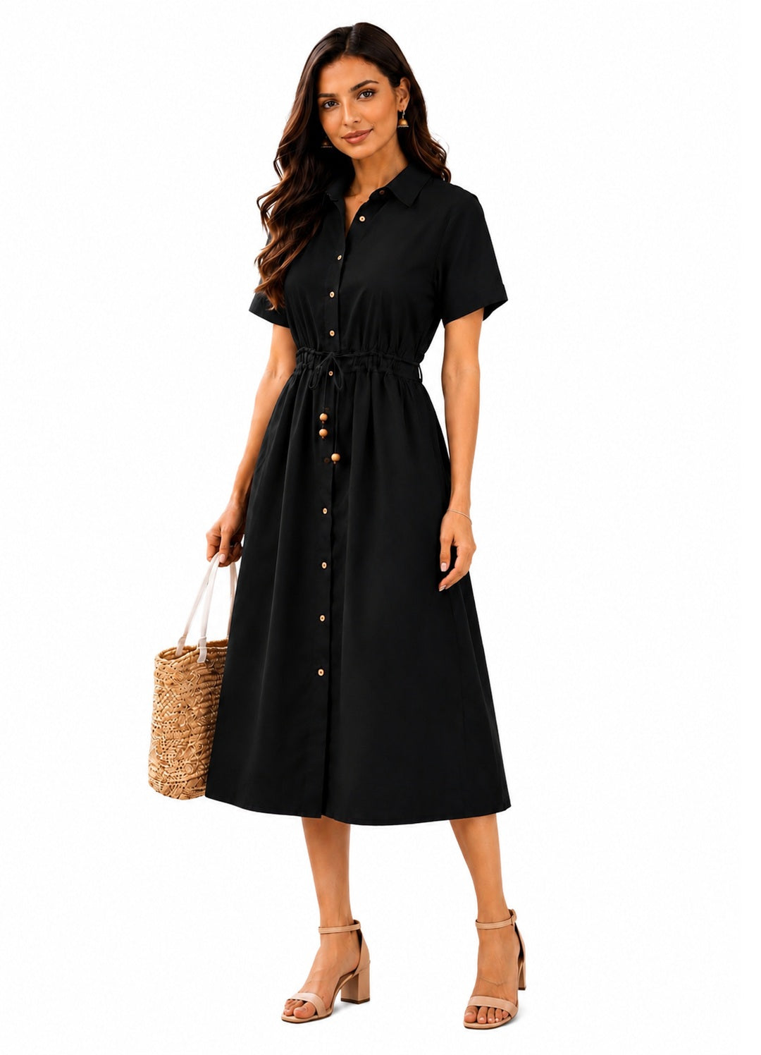 Black Charm Shirt Dress
