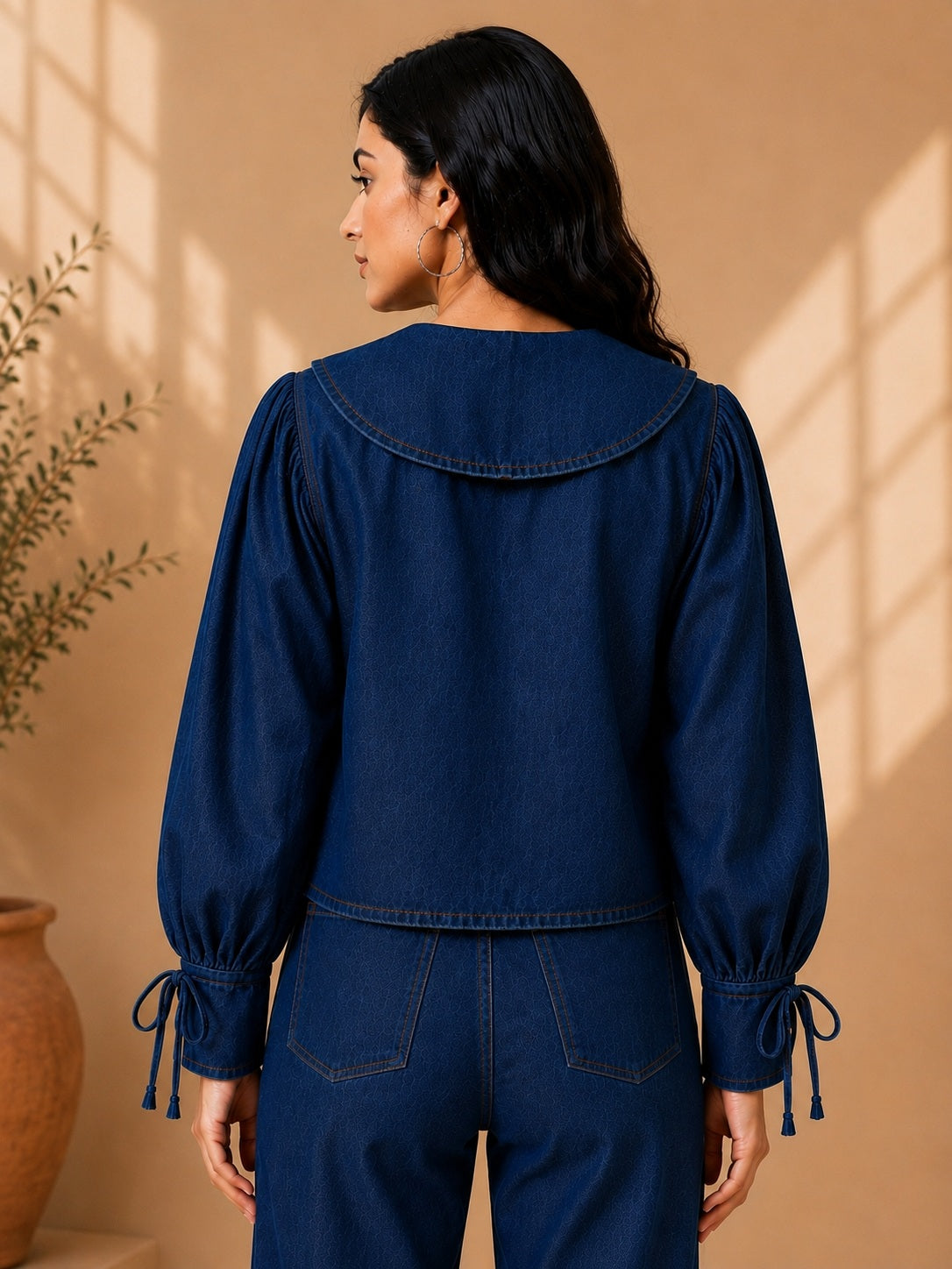 Blue Denim Peter Pan Collar Top
