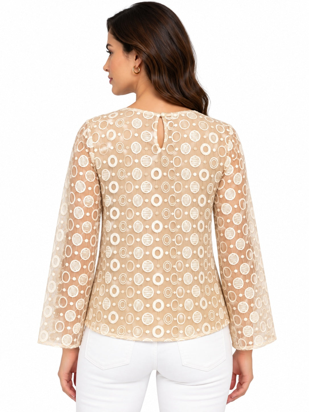 Ivory Embroidered Organza Top