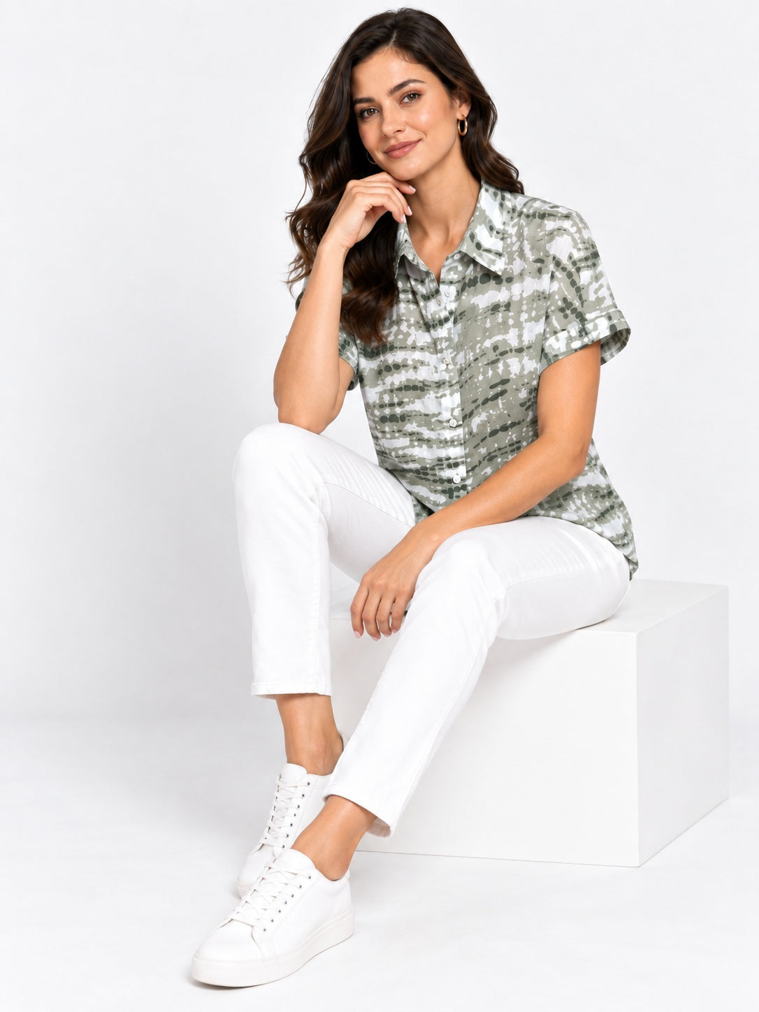 Green Meadow Printed Georgette Shirt